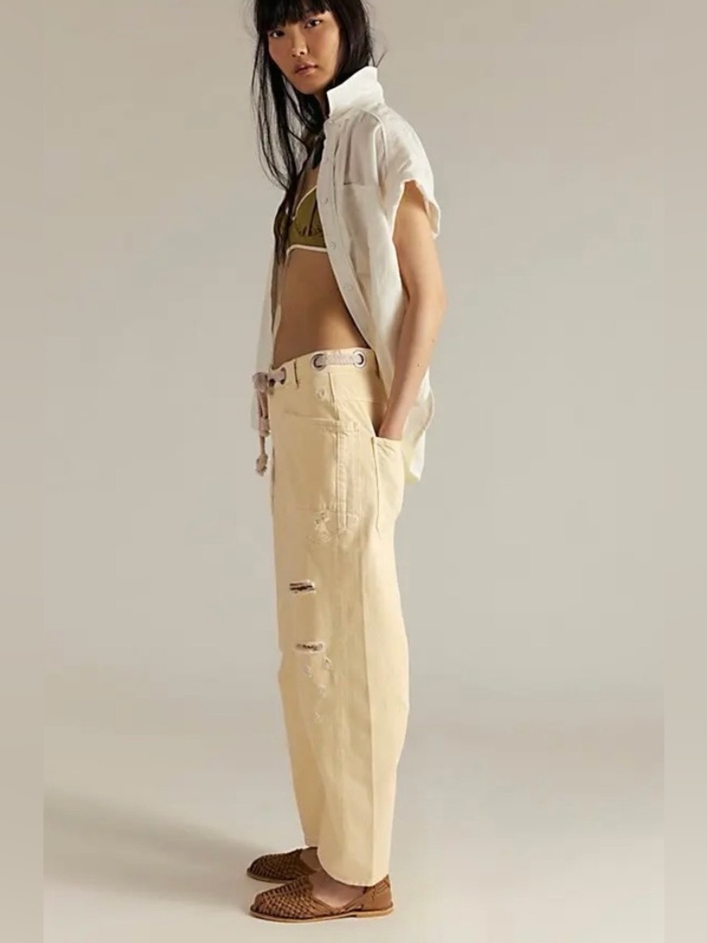 NWT FREE PEOPLE WE THE FREE MOXIE PULL ON BARREL JEANS - Picture 4 of 5